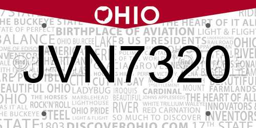 JVN7320 Ohio License Plate