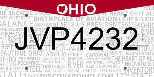 JVP4232 Ohio License Plate