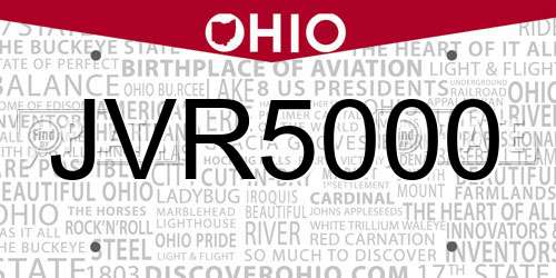 JVR5000 Ohio License Plate