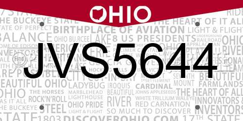 JVS5644 Ohio License Plate