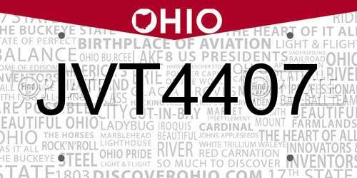 JVT4407 Ohio License Plate