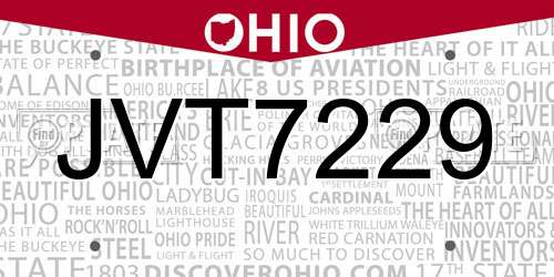 JVT7229 Ohio License Plate