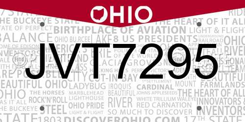 JVT7295 Ohio License Plate