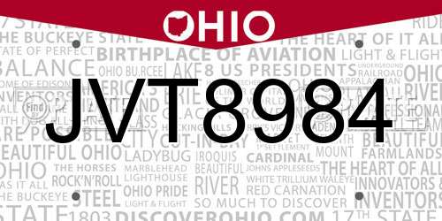 JVT8984 Ohio License Plate