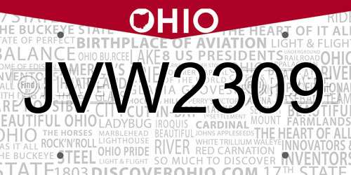 JVW2309 Ohio License Plate