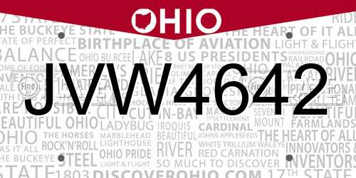 JVW4642 Ohio License Plate