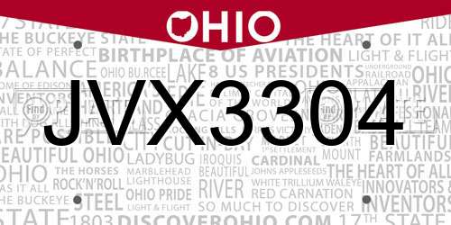 JVX3304 Ohio License Plate