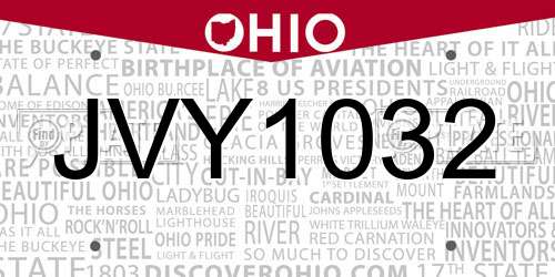 JVY1032 Ohio License Plate