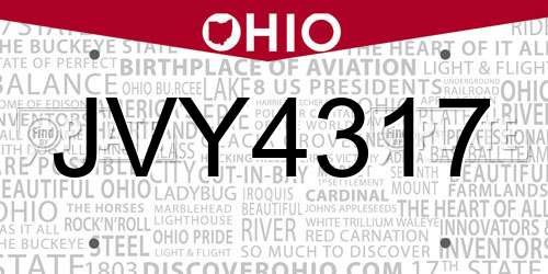 JVY4317 Ohio License Plate