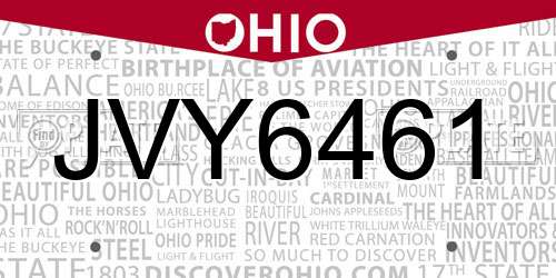 JVY6461 Ohio License Plate