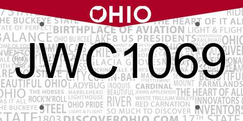 JWC1069 Ohio License Plate
