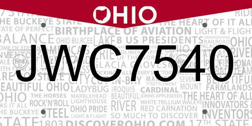 JWC7540 Ohio License Plate