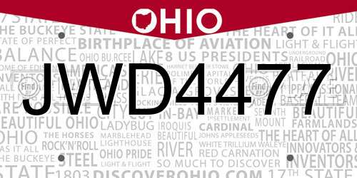 JWD4477 Ohio License Plate