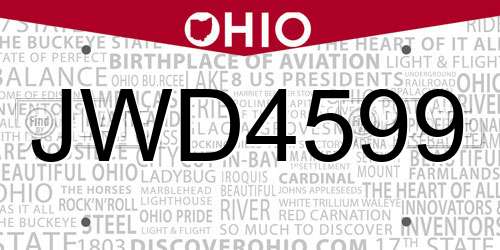 JWD4599 Ohio License Plate