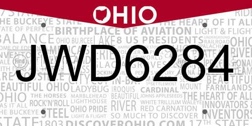 JWD6284 Ohio License Plate