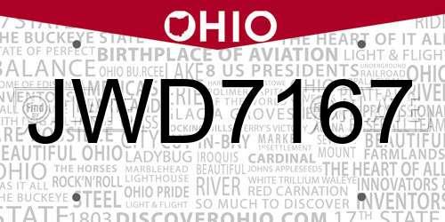 JWD7167 Ohio License Plate
