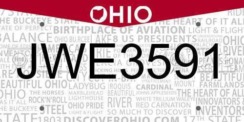 JWE3591 Ohio License Plate