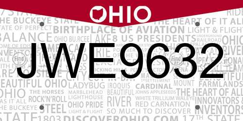 JWE9632 Ohio License Plate