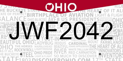 JWF2042 Ohio License Plate