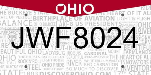 JWF8024 Ohio License Plate