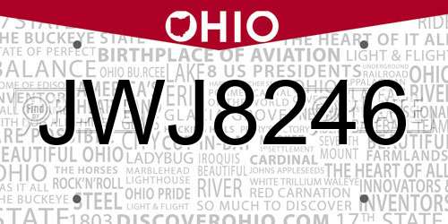 JWJ8246 Ohio License Plate