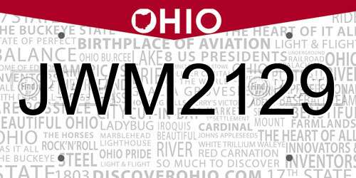 JWM2129 Ohio License Plate