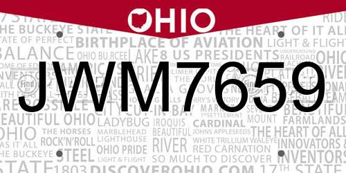 JWM7659 Ohio License Plate