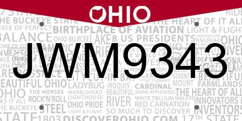 JWM9343 Ohio License Plate
