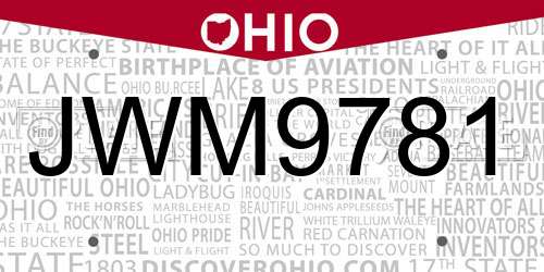 JWM9781 Ohio License Plate