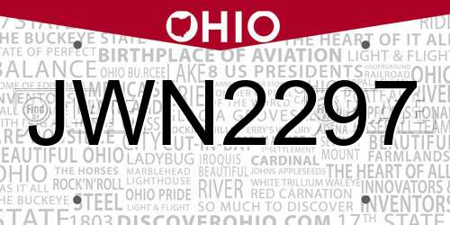 JWN2297 Ohio License Plate