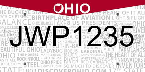 JWP1235 Ohio License Plate
