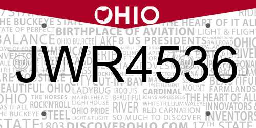 JWR4536 Ohio License Plate