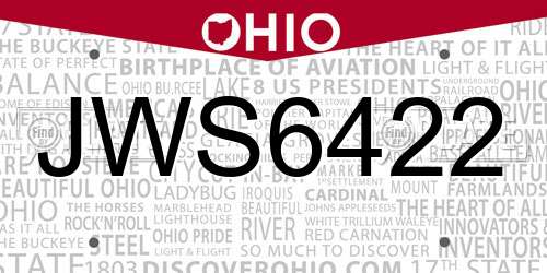 JWS6422 Ohio License Plate