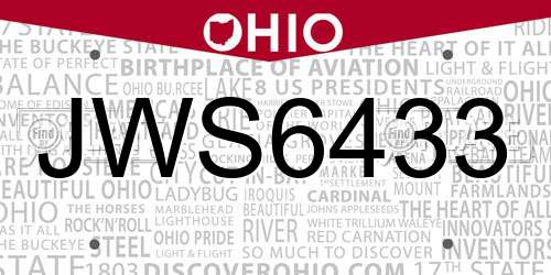 JWS6433 Ohio License Plate