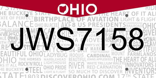 JWS7158 Ohio License Plate