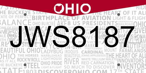 JWS8187 Ohio License Plate