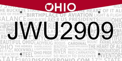 JWU2909 Ohio License Plate