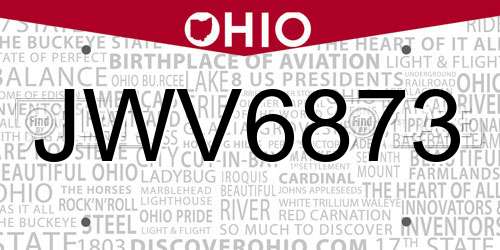 JWV6873 Ohio License Plate