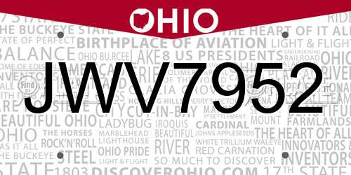 JWV7952 Ohio License Plate