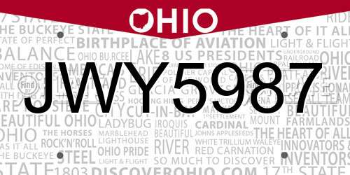 JWY5987 Ohio License Plate