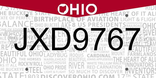 JXD9767 Ohio License Plate
