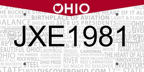 JXE1981 Ohio License Plate