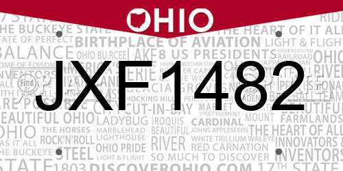 JXF1482 Ohio License Plate