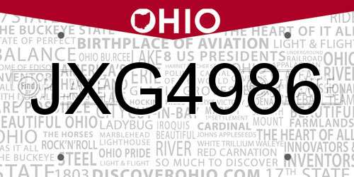 JXG4986 Ohio License Plate