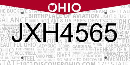 JXH4565 Ohio License Plate
