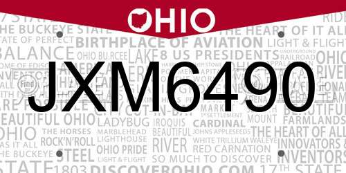 JXM6490 Ohio License Plate