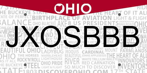 JXOSBBB Ohio License Plate