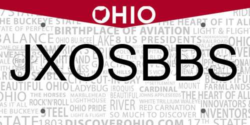 JXOSBBS Ohio License Plate