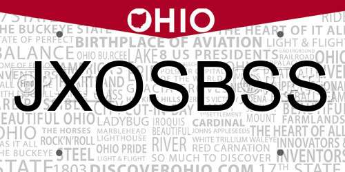 JXOSBSS Ohio License Plate
