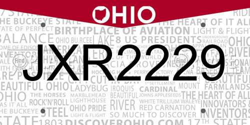 JXR2229 Ohio License Plate